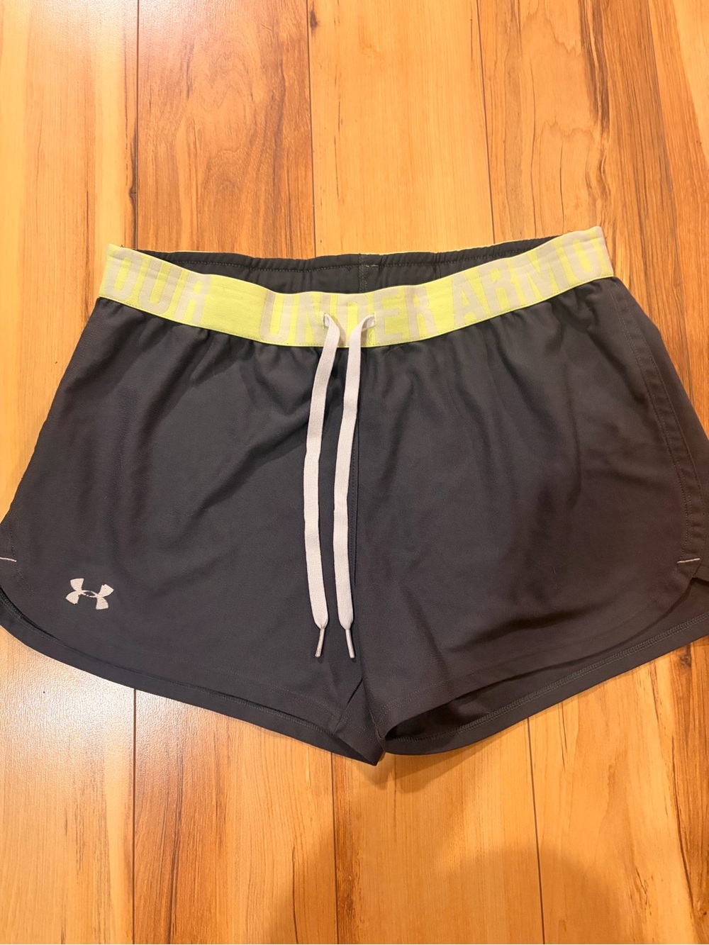 Under Armour Women's Black Athletic Shorts with Neon Waistband